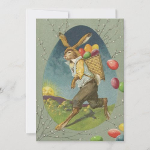Easter Bunny Colored Egg Sun Holiday Card