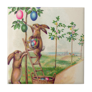 Easter Bunny Colored Egg Tree Tile