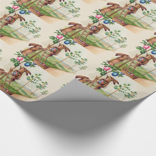Easter Bunny Colored Egg Tree Wrapping Paper (Corner)