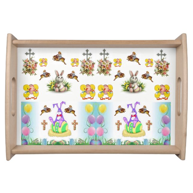 easter bunny colorful dinner serving tray (Front)
