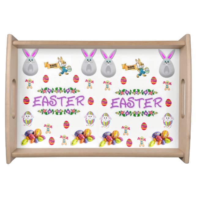 easter bunny colorful dinner serving tray (Front)