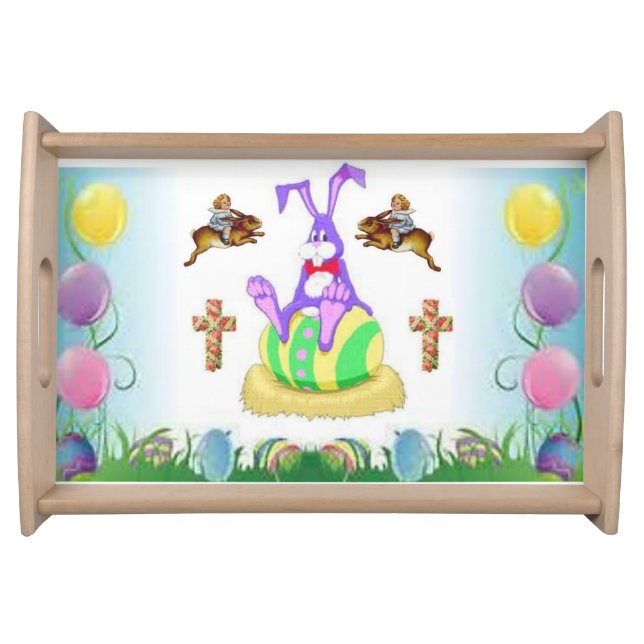 easter bunny colorful dinner serving tray (Front)
