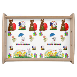 easter bunny colorful dinner serving tray