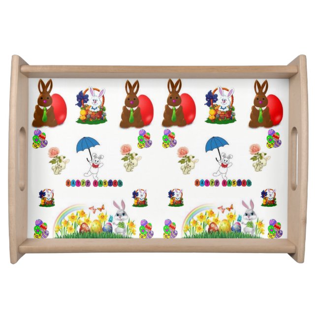 easter bunny colorful dinner serving tray (Front)