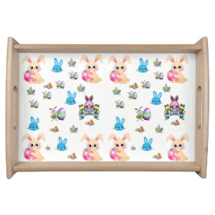 easter bunny colorful dinner serving tray