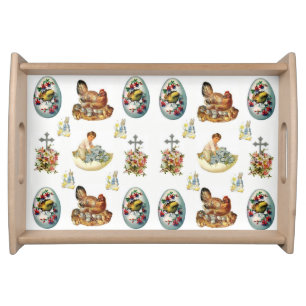 easter bunny colorful dinner serving tray