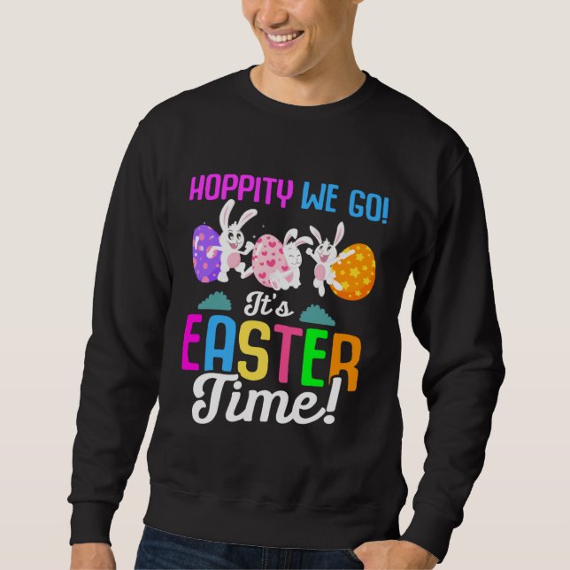 Easter Bunny Colorful Easter Egg Hunting Rabbit Eg Sweatshirt (Front)