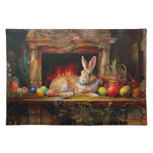 Easter Bunny Colorful Easter eggs Cloth Placemat