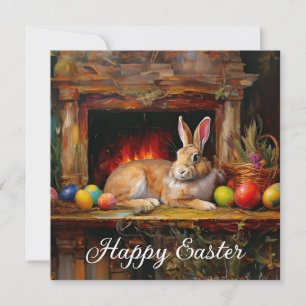 Easter Bunny Colorful Easter eggs Happy Easter Holiday Card