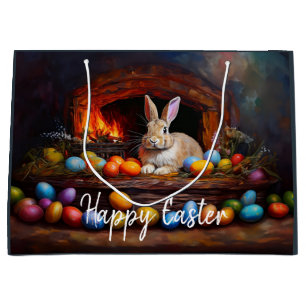 Easter Bunny Colorful Easter eggs Happy Easter Large Gift Bag