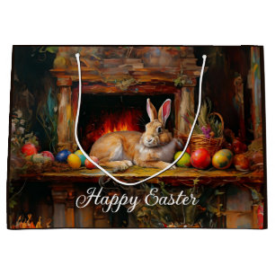 Easter Bunny Colorful Easter eggs Happy Easter Large Gift Bag