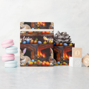 Easter Bunny Colorful Easter eggs Happy Easter Wrapping Paper