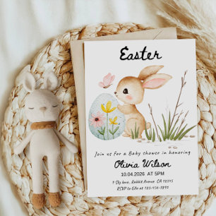 Easter Bunny & Colorful Eggs Baby Shower Party Invitation