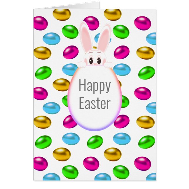 Easter Bunny & Colorful Eggs  Cards (Front)