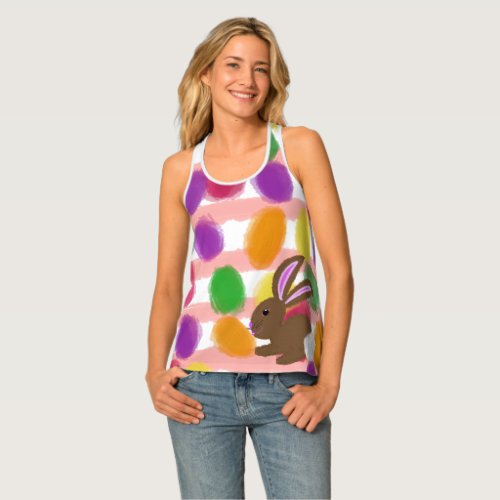 Easter Bunny Colorful Eggs Tank Top