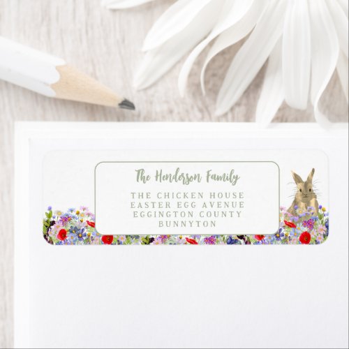 Easter Bunny Colorful Floral  Label