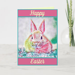 Easter Bunny Colorful Rabbit Holiday Card