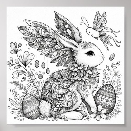 Easter Bunny Coloring Pages Printable Poster