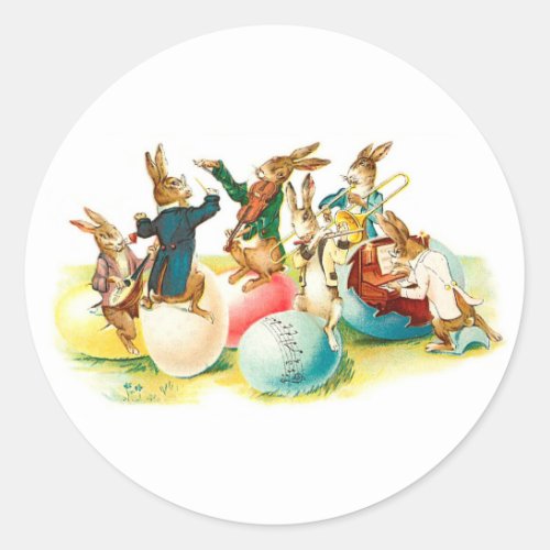 Easter Bunny Concert Vintage Classic Round Sticker
