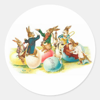 Easter Bunny Concert Vintage Classic Round Sticker