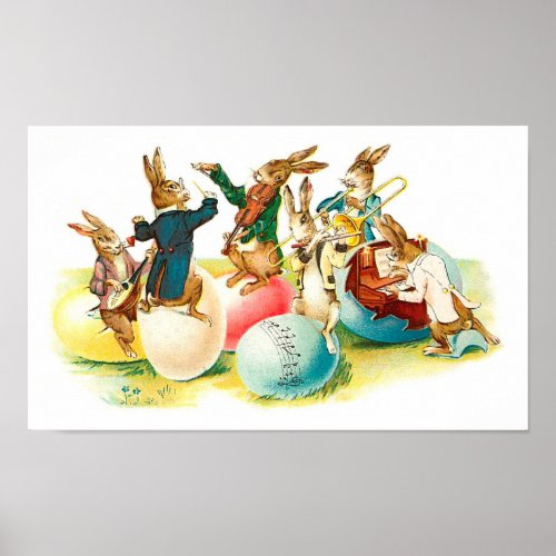 Easter Bunny Concert Vintage Poster