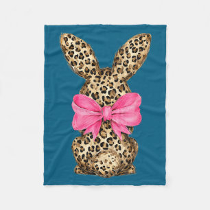 Easter bunny coquette bow leopard easter day girl fleece blanket