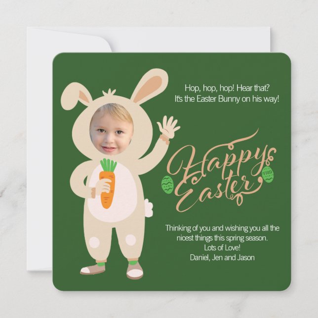 Easter Bunny Costume Personalized Photo Card (Front)