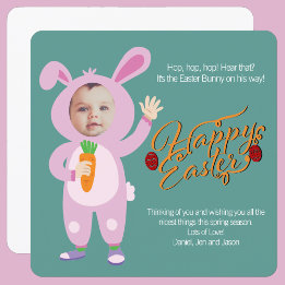 Easter Bunny Costume Trendy  Personalized Photo Card
