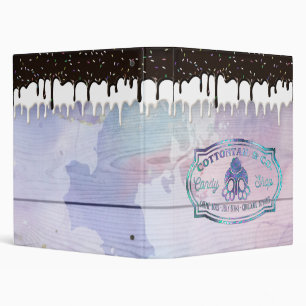 Easter Bunny Cottontail Candy Shop Sign Chocolate 3 Ring Binder