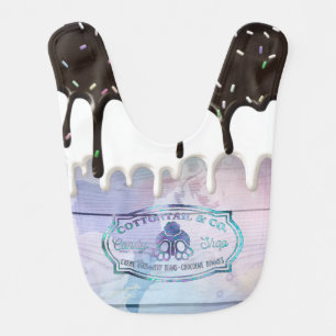 Easter Bunny Cottontail Candy Shop Sign Chocolate  Baby Bib