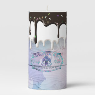 Easter Bunny Cottontail Candy Shop Sign Chocolate Pillar Candle