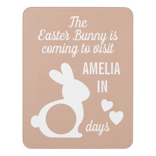 Easter Bunny Countdown Calendar Kids Name Pink Door Sign