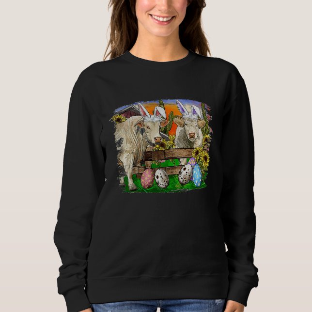 Easter Bunny COw Happy Easter Cow Happy Easter Hei Sweatshirt (Front)
