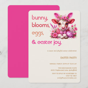Easter Bunny Cow Invitation Kid easter party