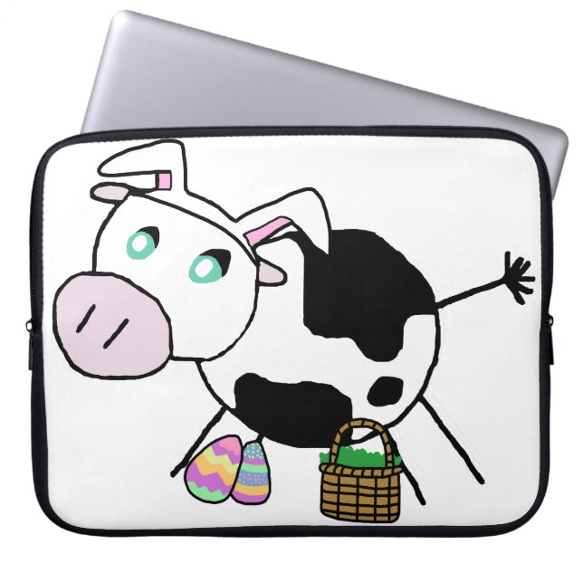 Easter Bunny Cow Laptop Sleeve (Front)
