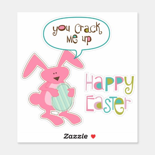Easter Bunny Cracked Up Fun Sticker