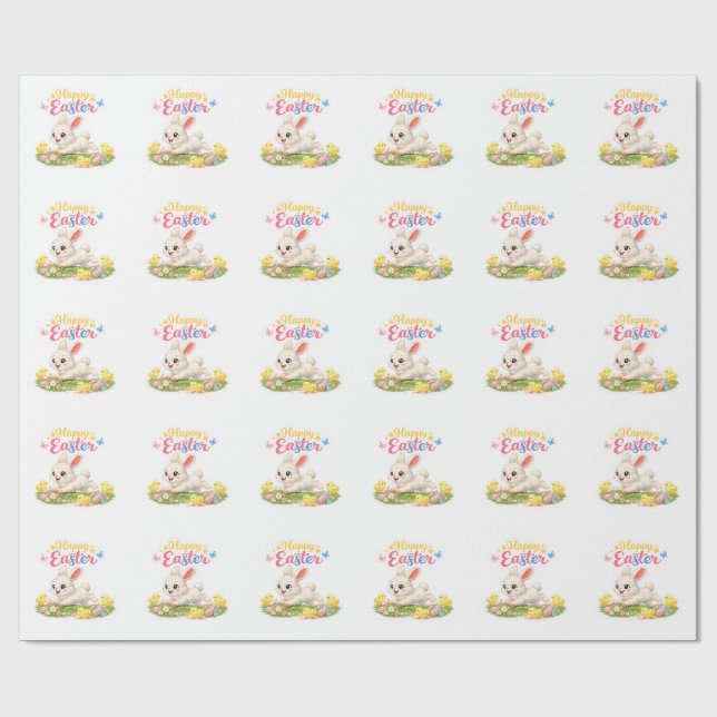 Easter Bunny Craft Stickers Wrapping Paper (Flat)