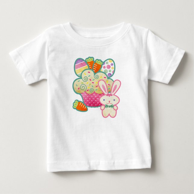 Easter Bunny Cupcake Toddler Ruffled Tshirt (Front)
