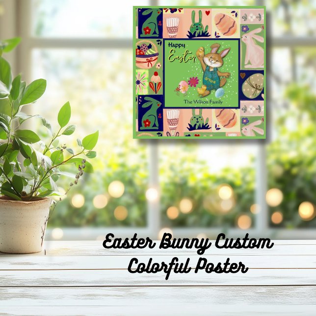 Easter Bunny  Custom Colorful   Poster (Easter Bunny Custom Colorful Poster)