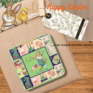Easter Bunny Custom Colorful Square Sticker
