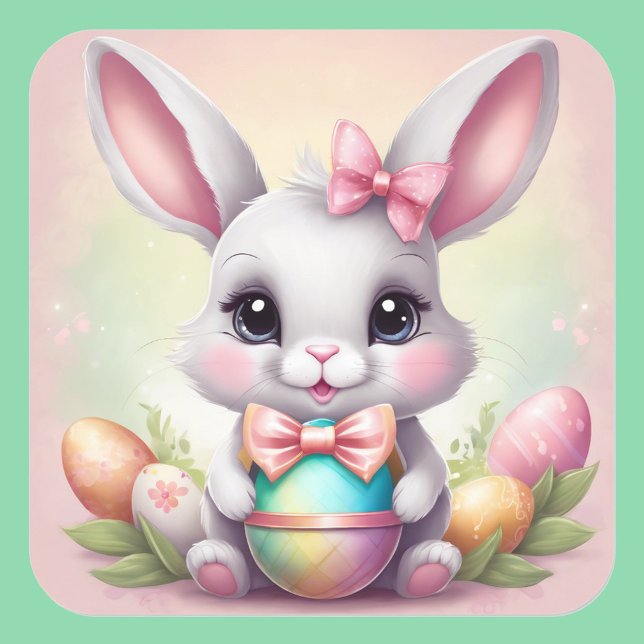 Easter Bunny Cute Floral Sticker in Spring Colors (Creator Uploaded)