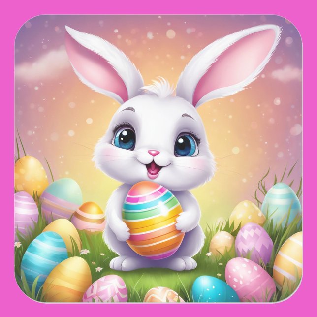 Easter Bunny Cute Floral Sticker in Spring Colors (Creator Uploaded)