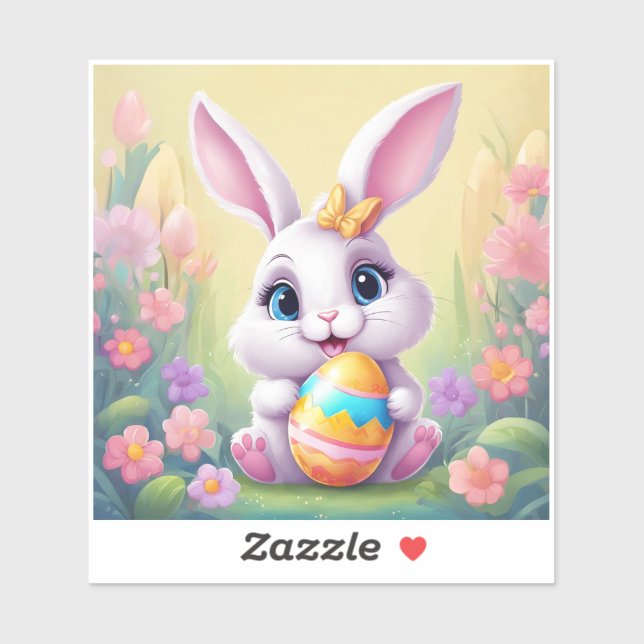 Easter Bunny Cute Floral Sticker in Spring Colors (Sheet)
