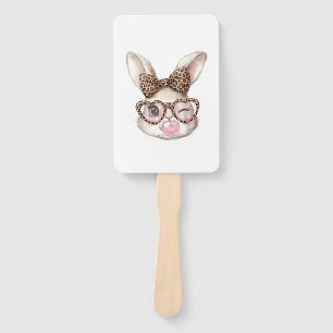 Easter Bunny Cute Glasses Leopard Bunny Rabbit Eas Hand Fan