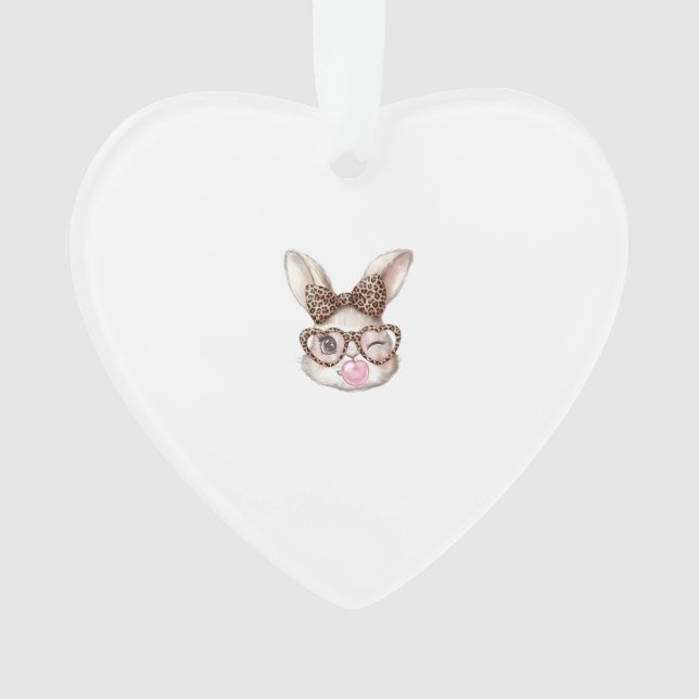 Easter Bunny Cute Glasses Leopard Bunny Rabbit Eas Ornament (Front)