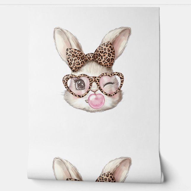 Easter Bunny Cute Glasses Leopard Bunny Rabbit Eas Wallpaper (Unrolling)
