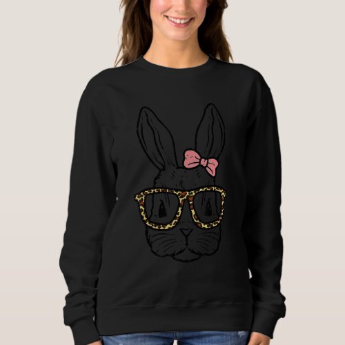 Easter Bunny Cute Rabbit Messy Bun Girls Kids Sweatshirt