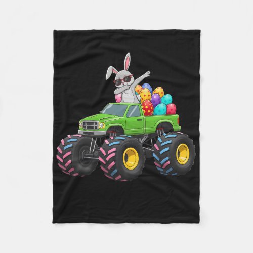 Easter Bunny Dabbing Monster Truck Easter Eggs Rab Fleece Blanket