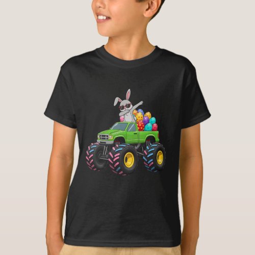 Easter Bunny Dabbing Monster Truck Easter Eggs Rab T_Shirt