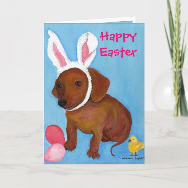 Easter Bunny Dachshund 2010 Card (Front)